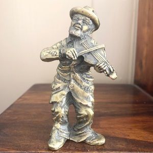 🎉SOLD🎉Vtg Solid Brass Violin Player 4” Mini Figurine Decor Display